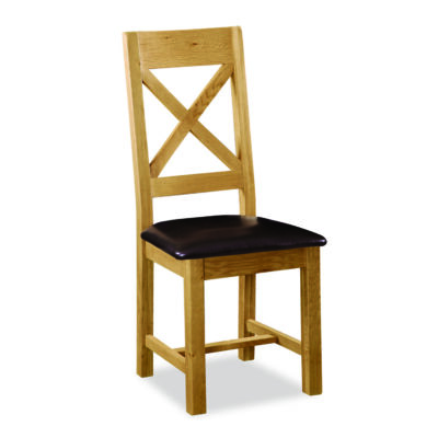 Bergerac Cross Back Chair with Brown PU Seat